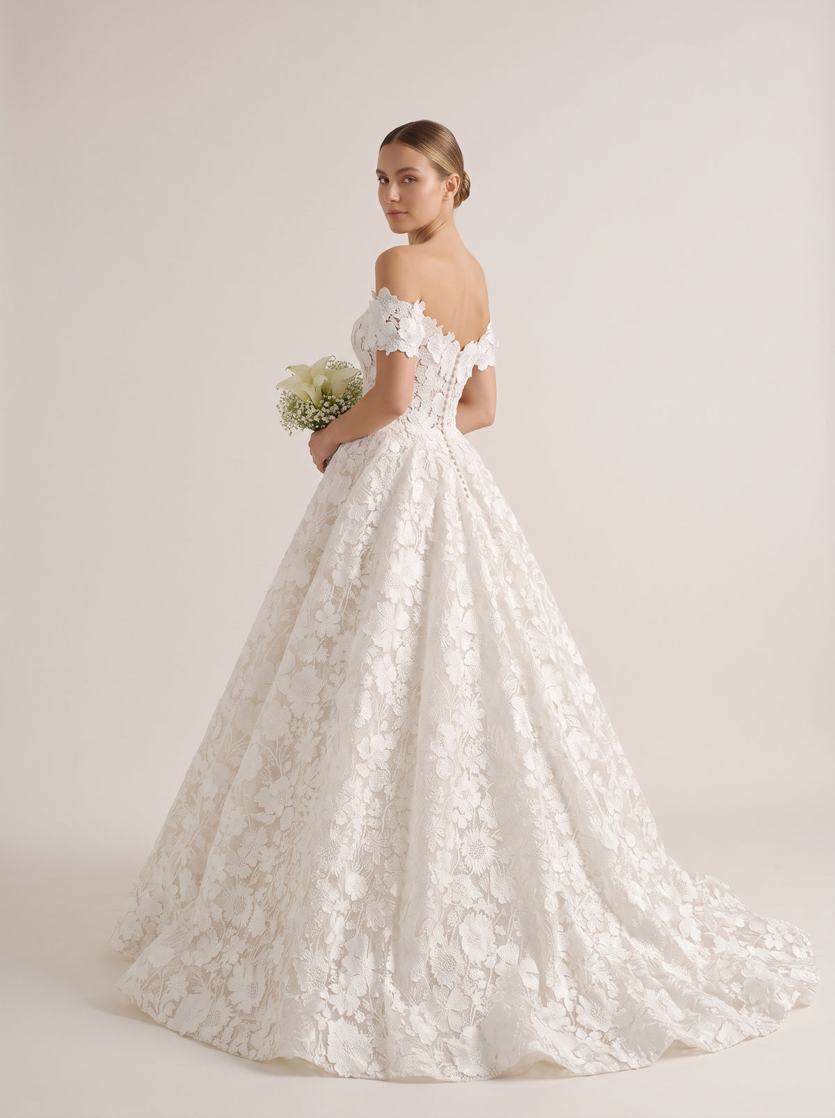 Fiores Camellia ball gown wedding dress, back view