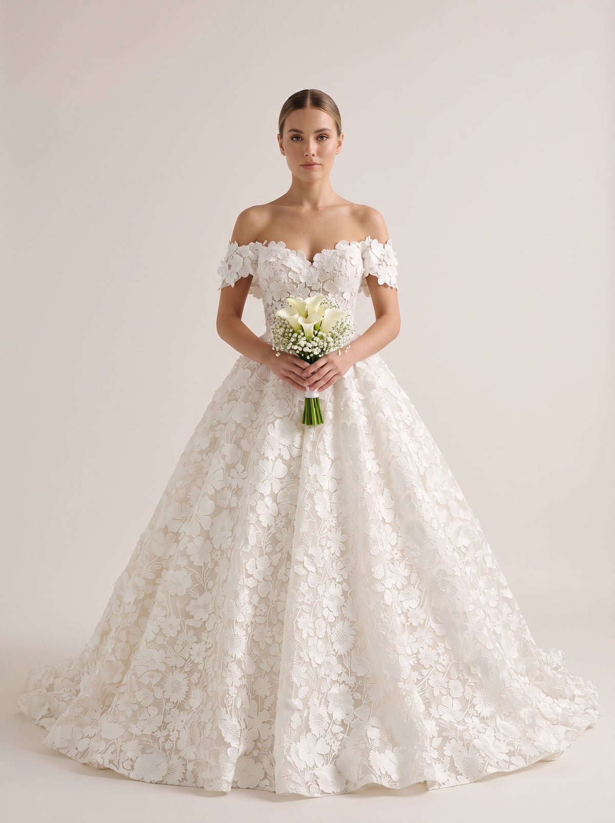 Fiores Camellia ball gown wedding dress, front view