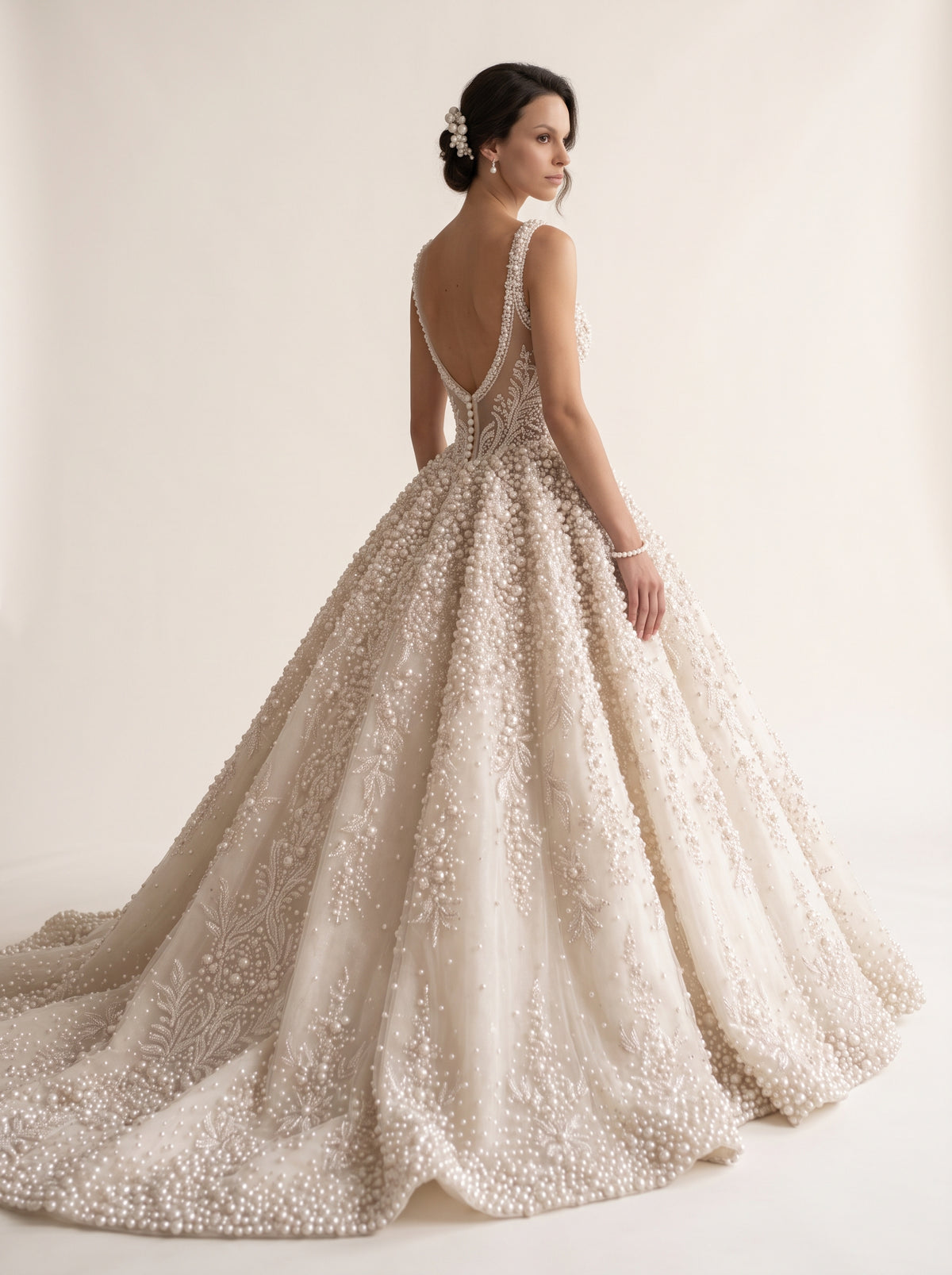 Fiores Cordelia ball gown wedding dress, back view