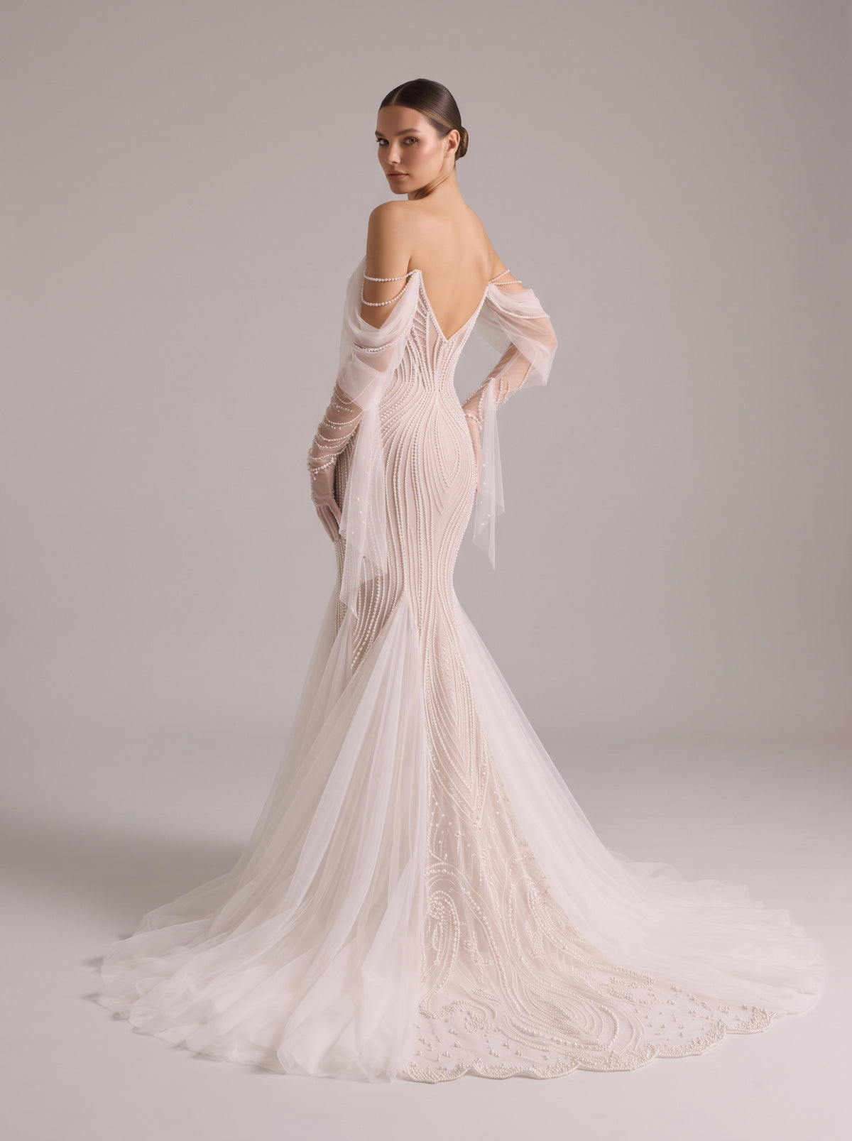Fiores Daphne mermaid wedding dress, back view