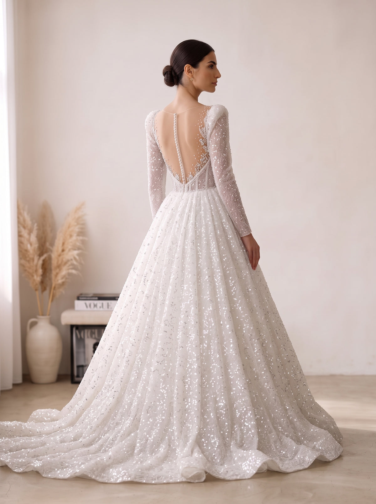 Fiores Estelle ball gown wedding dress, back view