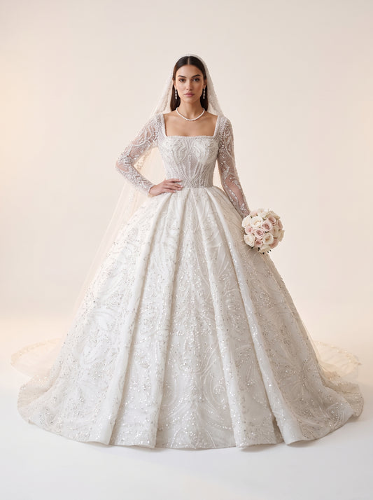 Josephine royal princess ball gown wedding dress by Fiore's Bridal - Front View