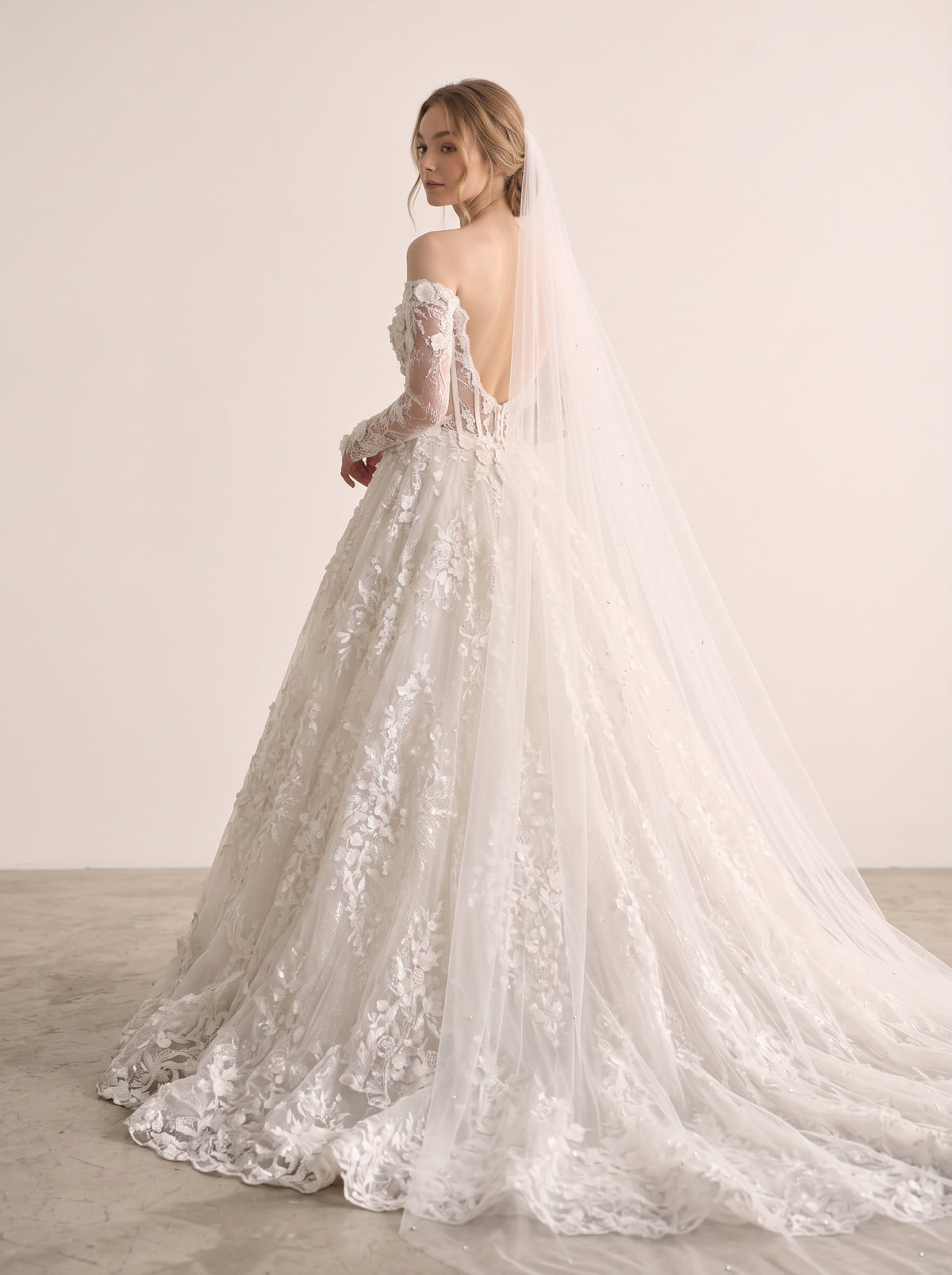 Fiores Liliana A-line wedding dress, back view
