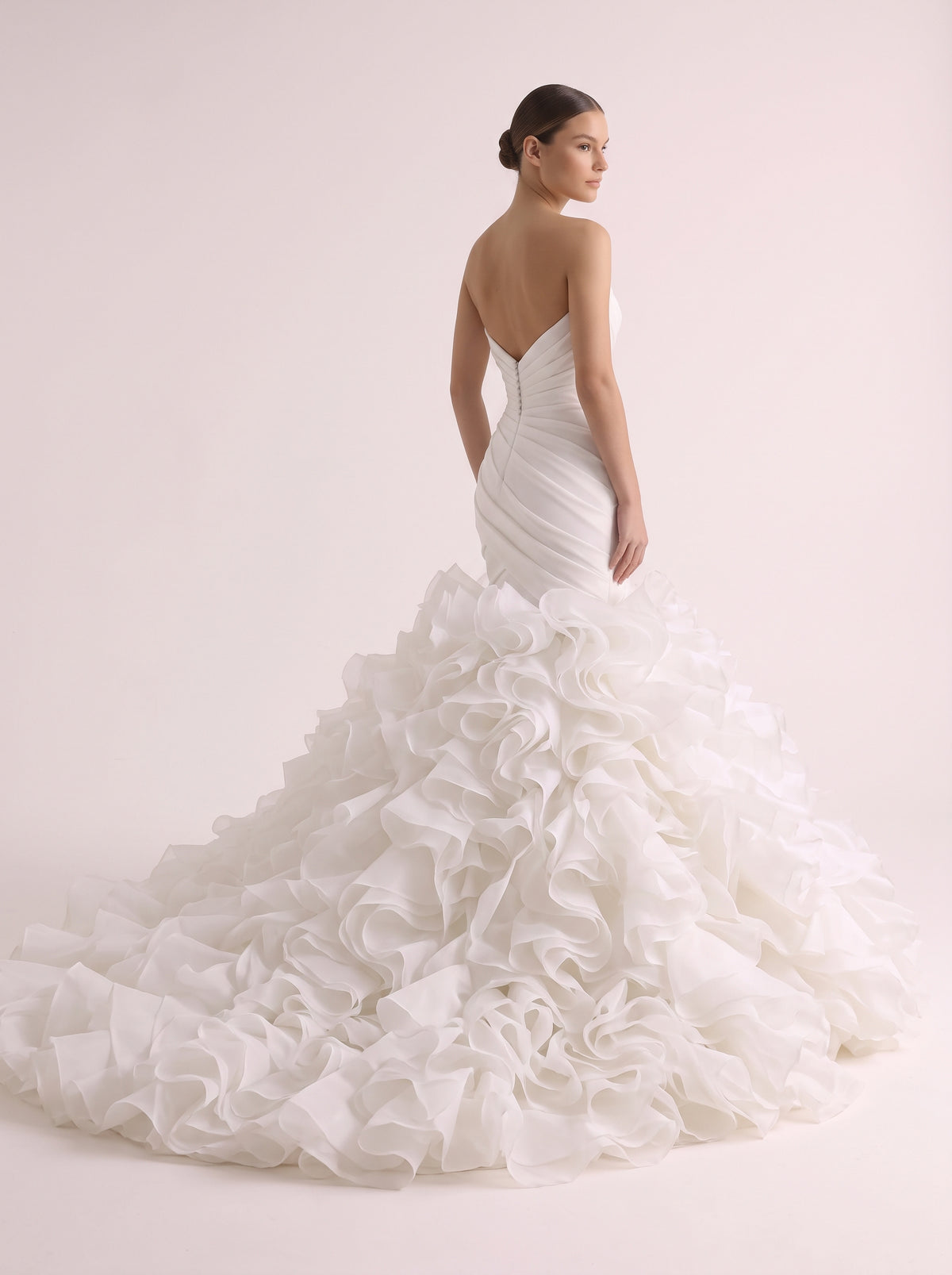 Fiores Nerissa mermaid wedding dress, back view