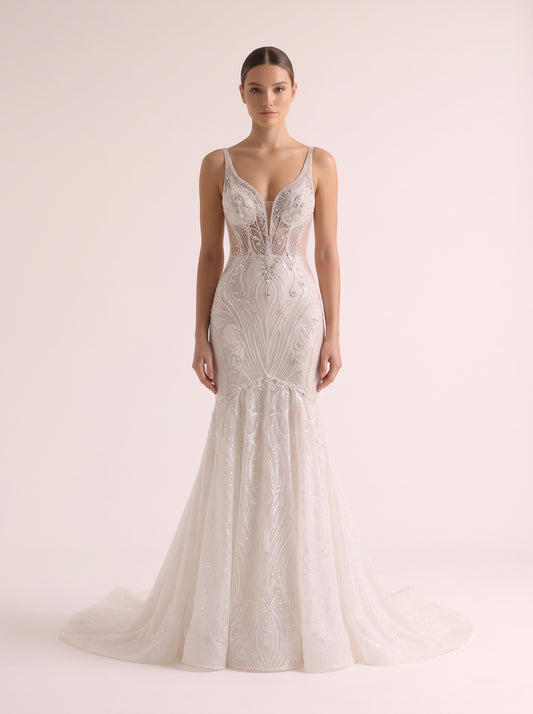 Fiores Odette mermaid wedding dress, front view