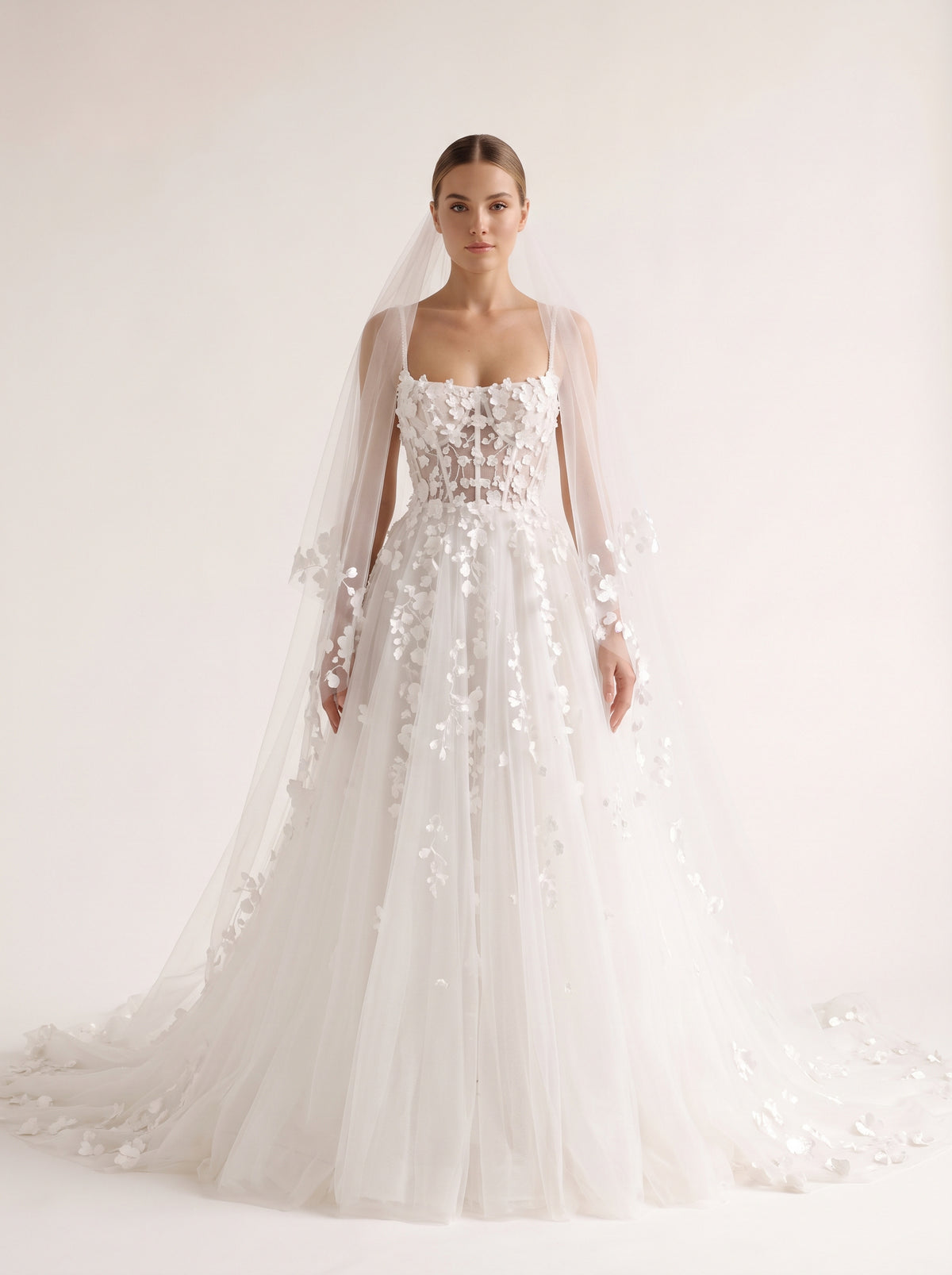 Fiores Ondine A-line wedding dress, front view