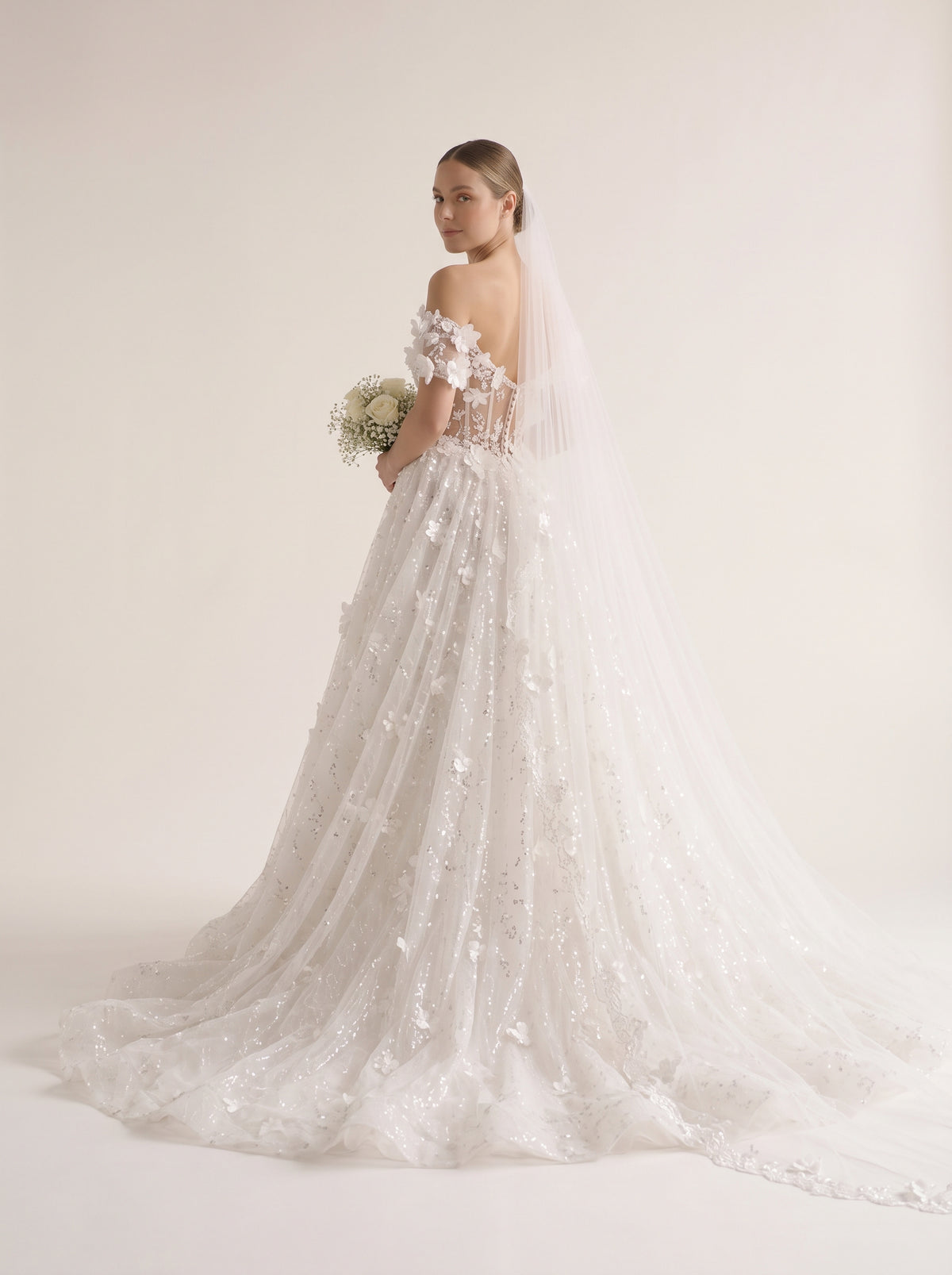 Fiores Primrose ball gown wedding dress, back view