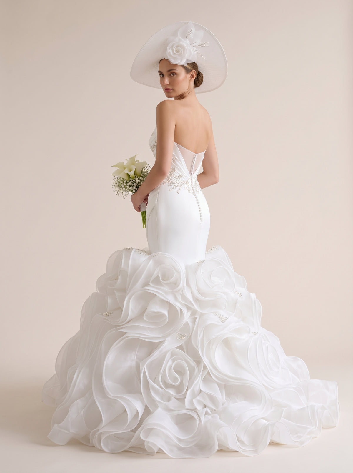 Fiores Rosabel mermaid wedding dress, back view