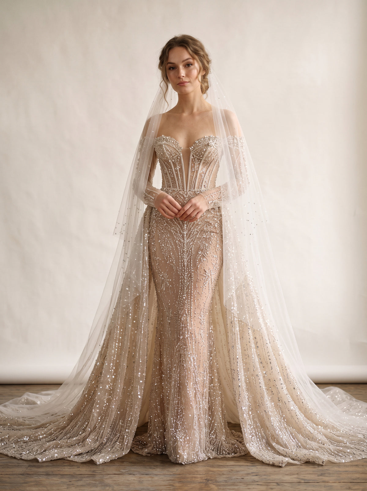 Fiores Solene mermaid wedding dress, front view