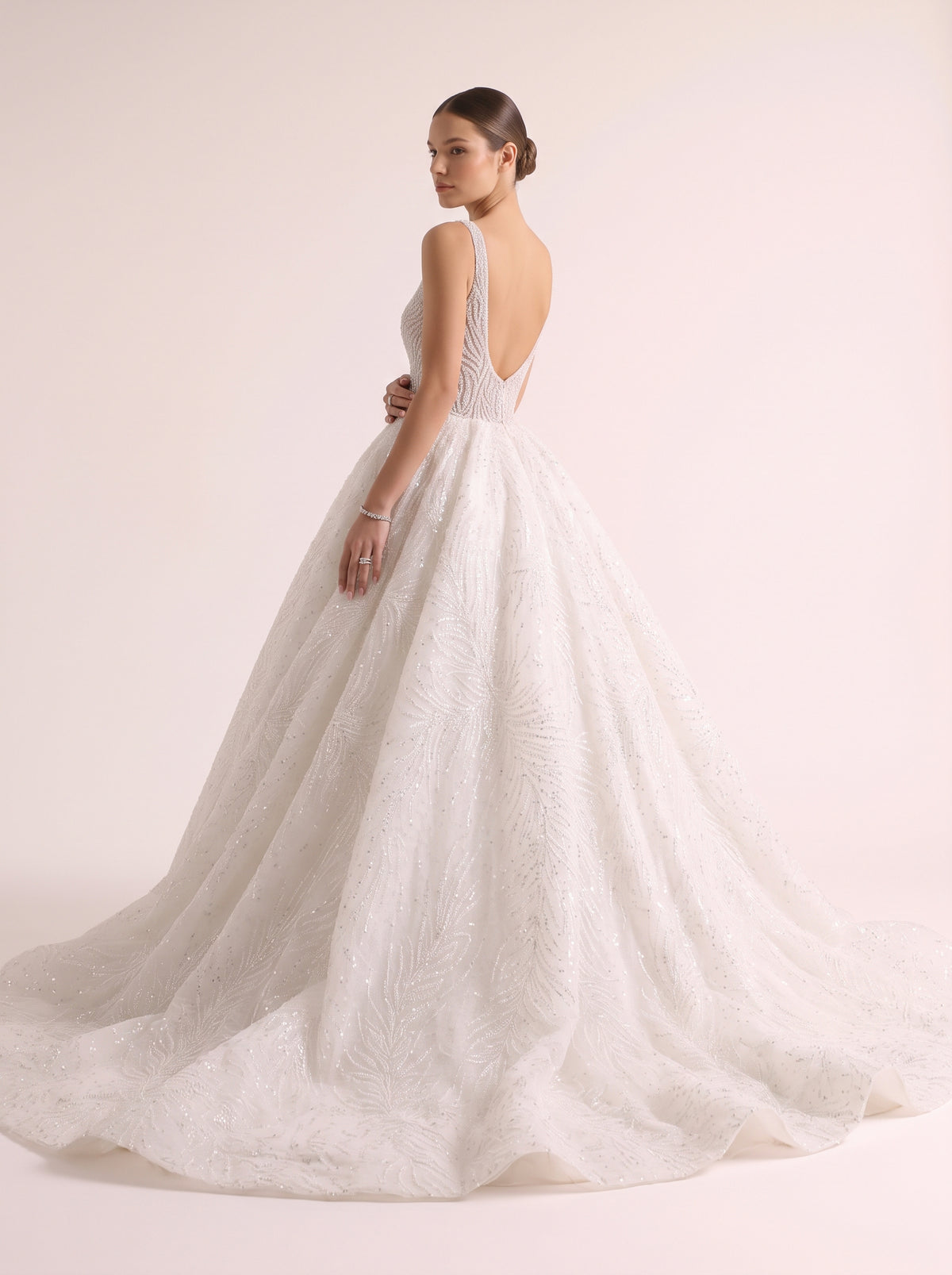 Fiores Sylvie ball gown wedding dress, back view