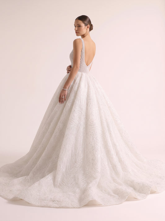 Fiores Sylvie ball gown wedding dress, back view