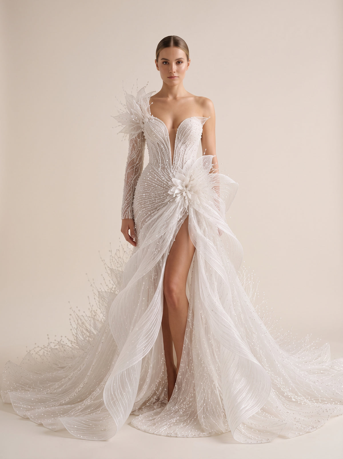 Fiores Zephyrine sheath wedding dress, front view